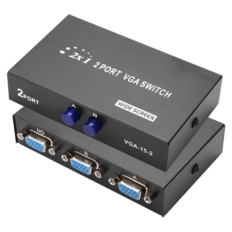 กล่องสวิตช์ VGA 2 พอร์ต, 2 เข้า 1 ออก สำหรับจอ LCD คอมพิวเตอร์ ทีวี - HD15 (FJ-15-2C)