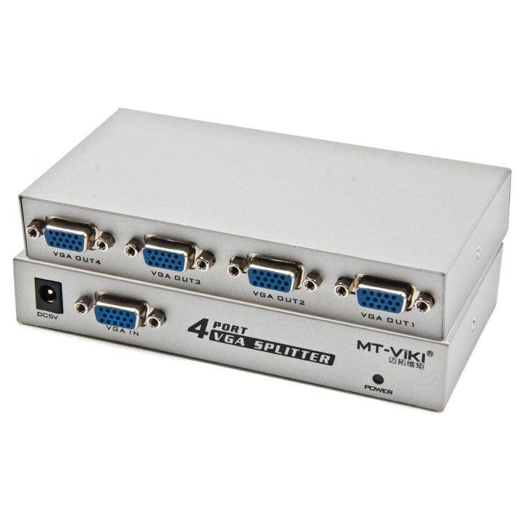 ตัวแยกสัญญาณ VGA 4 พอร์ต 150MHz (1 อินพุต VGA, 4 เอาต์พุต VGA), ตัวแยก 4 พอร์ต สีเงิน