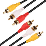 สายสัญญาณเสียงและวิดีโอ RCA สเตอริโอคุณภาพปกติ ความยาว 3 เมตร, 3 RCA ถึง 3 RCA, ความยาว 3 เมตร