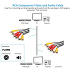 สายสัญญาณเสียงและวิดีโอ RCA สเตอริโอคุณภาพปกติ ความยาว 3 เมตร, 3 RCA ถึง 3 RCA, ความยาว 3 เมตร