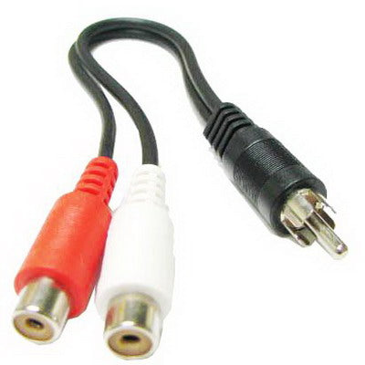 สายแยก Y ตัวเมีย RCA 2 ช่อง ถึงตัวผู้ RCA 1 ช่อง สำหรับวิดีโอ, ความยาว 26.5 ซม., ตัวผู้ RCA 1 ถึง ตัวเมีย RCA 2