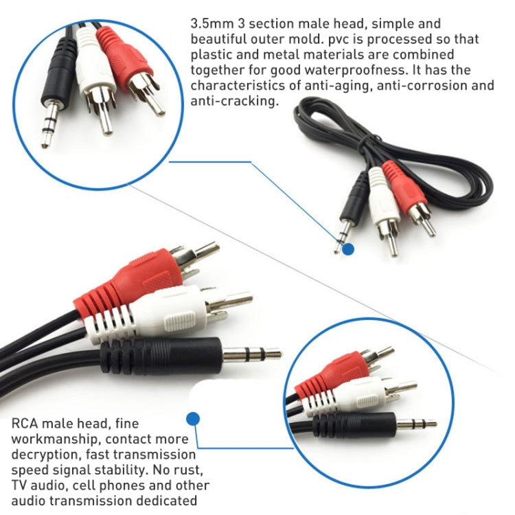 สายแจ็ค 3.5 มม. สเตอริโอคุณภาพปกติ ถึง RCA ตัวผู้, ความยาว 3 เมตร, ความยาว 3 เมตร