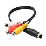 อะแดปเตอร์สายแปลง 4 พิน S-Video ทีวีเป็น RCA ตัวเมีย, ความยาว: 20cm, S-Video เป็น AV 3RCA ตัวเมีย