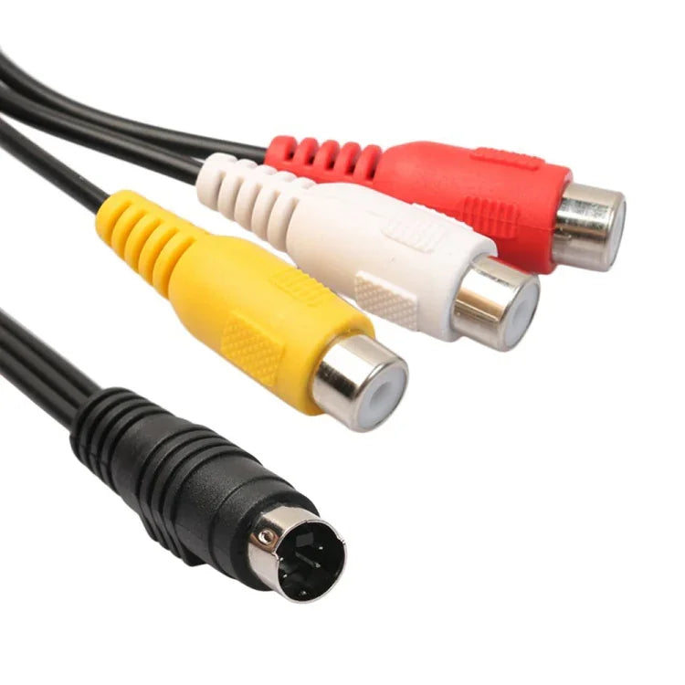 อะแดปเตอร์สายแปลง 4 พิน S-Video ทีวีเป็น RCA ตัวเมีย, ความยาว: 20cm, S-Video เป็น AV 3RCA ตัวเมีย