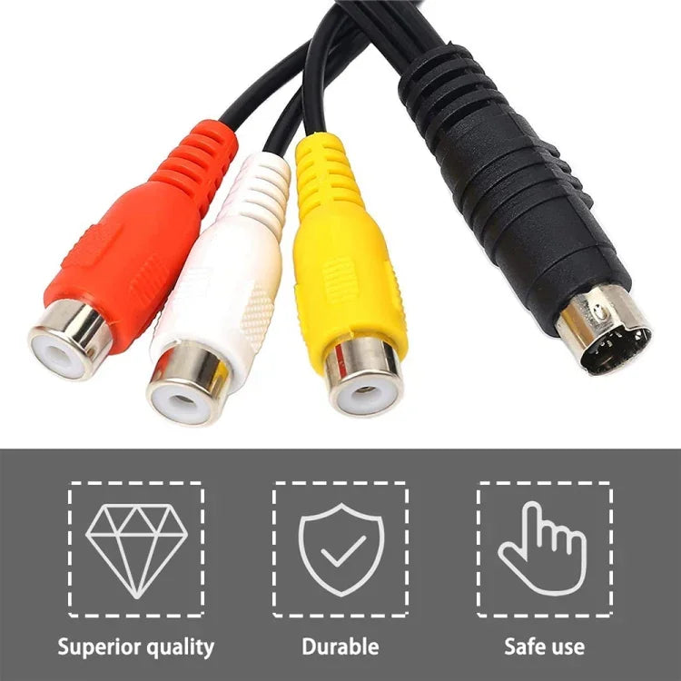 อะแดปเตอร์สายแปลง 4 พิน S-Video ทีวีเป็น RCA ตัวเมีย, ความยาว: 20cm, S-Video เป็น AV 3RCA ตัวเมีย