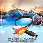 อะแดปเตอร์สายแปลง 4 พิน S-Video ทีวีเป็น RCA ตัวเมีย, ความยาว: 20cm, S-Video เป็น AV 3RCA ตัวเมีย