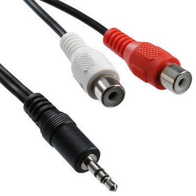 สายแยก Y ตัวเมีย RCA 2 ช่อง ถึงแจ็ค 3.5 มม. ตัวผู้, ความยาว 20 ซม., 3.5 มม. ถึง 2 RCA ตัวเมีย