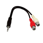 สายแยก Y ตัวเมีย RCA 2 ช่อง ถึงแจ็ค 3.5 มม. ตัวผู้, ความยาว 20 ซม., 3.5 มม. ถึง 2 RCA ตัวเมีย