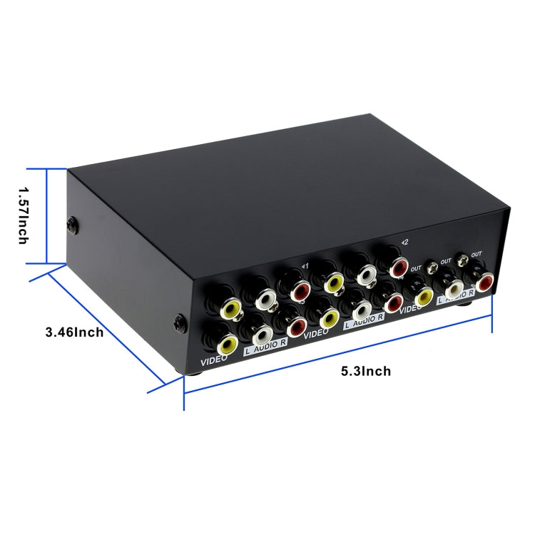 กล่องสวิตช์ AV RCA อินพุต 4 ช่อง เอาต์พุต 1 ช่อง, อินพุต 4 ช่อง เอาต์พุต 1 ช่อง
