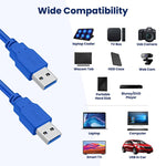สายต่อ USB 3.0 A ตัวผู้ถึง A ตัวผู้ AM-AM, ความยาว: 3m, ความยาว: 1m