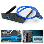 สายแผงหน้ากาก USB 3.0 สำหรับช่องใส่แฟลปดิสก์ 20 พิน 2 พอร์ต พร้อมขาตั้ง, USB 3.0 2 พอร์ต (สีดำ)