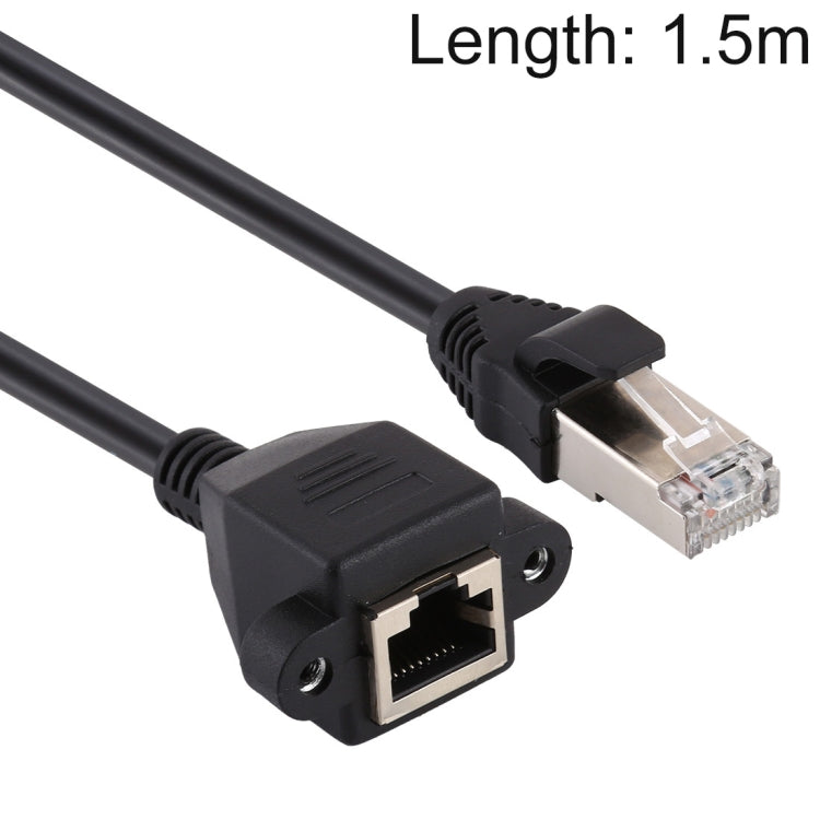 สายต่อ RJ45 ตัวเมียถึงตัวผู้ CAT5E สำหรับติดตั้งบนแผง พร้อมล็อกสกรู, ความยาว: 1.5m, 1.5m