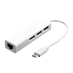 อะแดปเตอร์มัลติฟังก์ชัน Type-C ถึง 3 พอร์ต USB และ RJ45, ความยาว: 13 ซม., 3 พอร์ต USB+RJ45