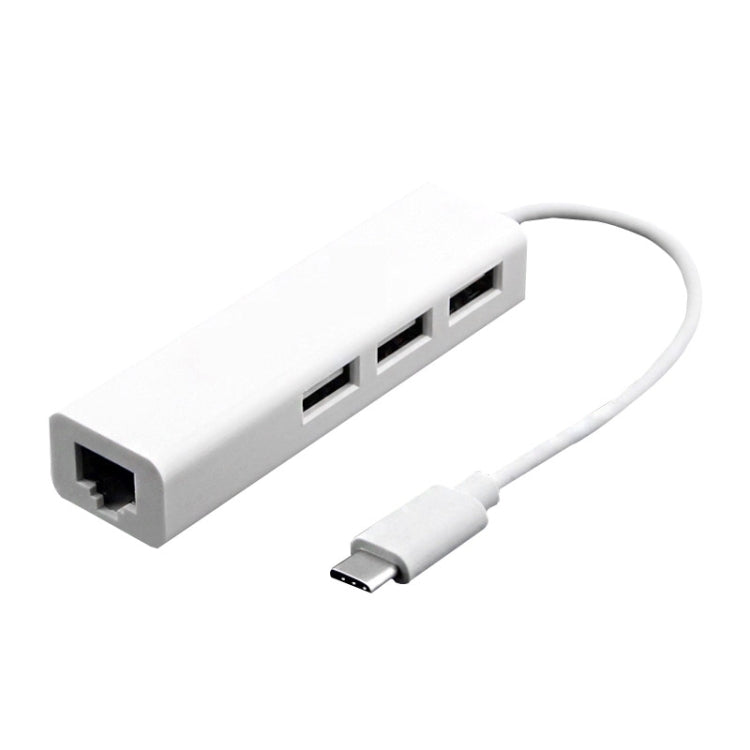อะแดปเตอร์มัลติฟังก์ชัน Type-C ถึง 3 พอร์ต USB และ RJ45, ความยาว: 13 ซม., 3 พอร์ต USB+RJ45
