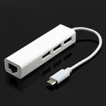 อะแดปเตอร์มัลติฟังก์ชัน Type-C ถึง 3 พอร์ต USB และ RJ45, ความยาว: 13 ซม., 3 พอร์ต USB+RJ45