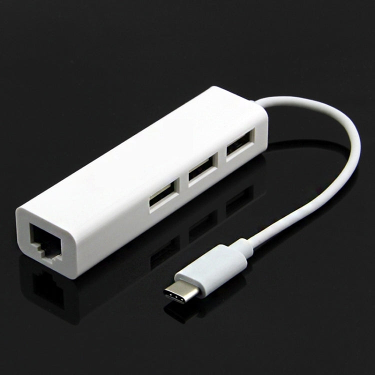 อะแดปเตอร์มัลติฟังก์ชัน Type-C ถึง 3 พอร์ต USB และ RJ45, ความยาว: 13 ซม., 3 พอร์ต USB+RJ45
