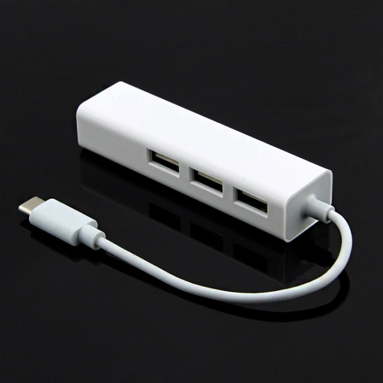 อะแดปเตอร์มัลติฟังก์ชัน Type-C ถึง 3 พอร์ต USB และ RJ45, ความยาว: 13 ซม., 3 พอร์ต USB+RJ45