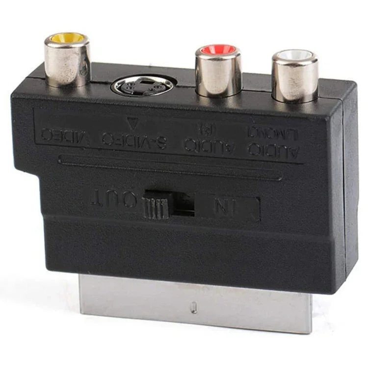 สาย Scart ตัวผู้ถึงตัวเมีย พร้อมช่อง AV คอมโพสิต + S-Video, ช่องทอง AV + S-Video