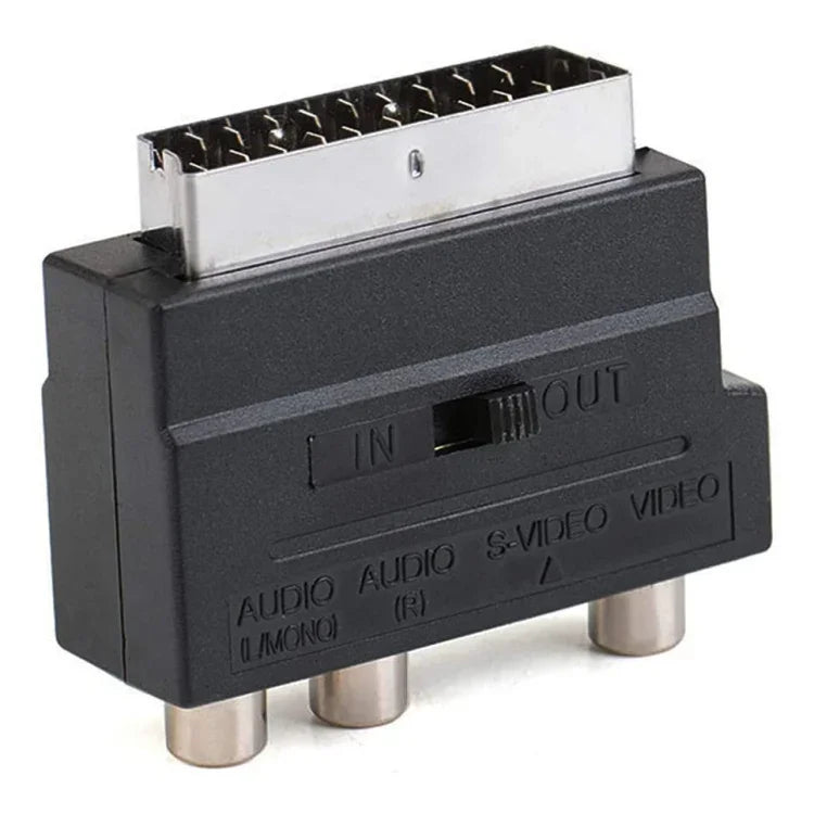 สาย Scart ตัวผู้ถึงตัวเมีย พร้อมช่อง AV คอมโพสิต + S-Video, ช่องทอง AV + S-Video