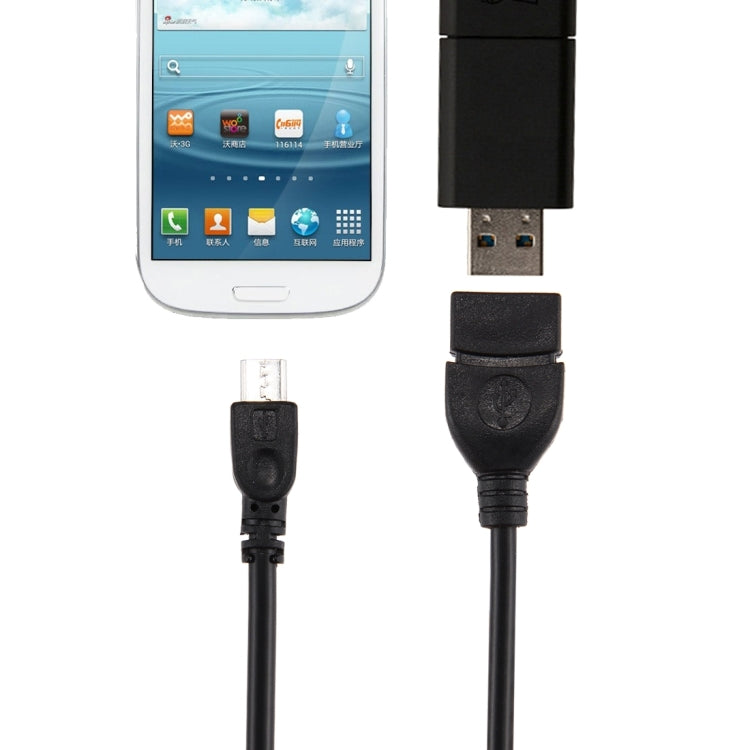 อะแดปเตอร์ USB A ตัวเมียเป็น Micro USB 5 พิน ตัวผู้ ความยาว 10 ซม. พร้อม OTG