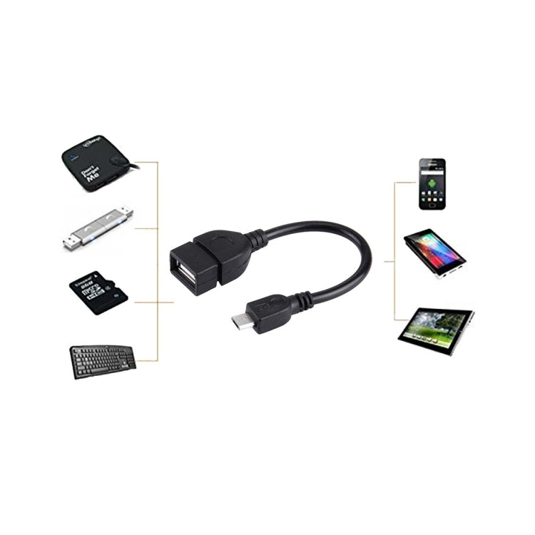 อะแดปเตอร์ USB A ตัวเมียเป็น Micro USB 5 พิน ตัวผู้ ความยาว 10 ซม. พร้อม OTG
