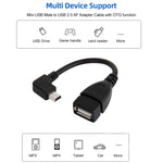 สายอะแดปเตอร์ Mini USB ตัวผู้ 90 องศา เป็น USB 2.0 AF พร้อมฟังก์ชัน OTG, ความยาว 13 ซม., มุมขวา Mini USB, 13 ซม.