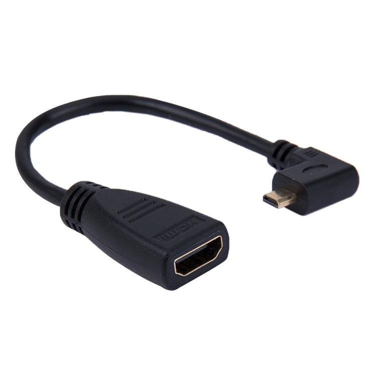 สายแปลง HDMI ขนาด 17 ซม. มุม 90 องศา แบบตัวผู้ Micro HDMI หันขวาไปยังตัวเมีย HDMI, มุมฉาก, ความยาว: 17 ซม.