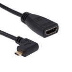 สายแปลง HDMI ขนาด 17 ซม. มุม 90 องศา แบบตัวผู้ Micro HDMI หันขวาไปยังตัวเมีย HDMI, มุมฉาก, ความยาว: 17 ซม.