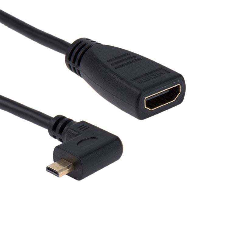 สายแปลง HDMI ขนาด 17 ซม. มุม 90 องศา แบบตัวผู้ Micro HDMI หันขวาไปยังตัวเมีย HDMI, มุมฉาก, ความยาว: 17 ซม.