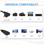สายแปลง HDMI ขนาด 17 ซม. มุม 90 องศา แบบตัวผู้ Micro HDMI หันขวาไปยังตัวเมีย HDMI, มุมฉาก, ความยาว: 17 ซม.