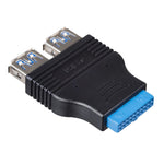 อะแดปเตอร์ 2 x USB 3.0 ตัวเมียเป็น 20 พิน