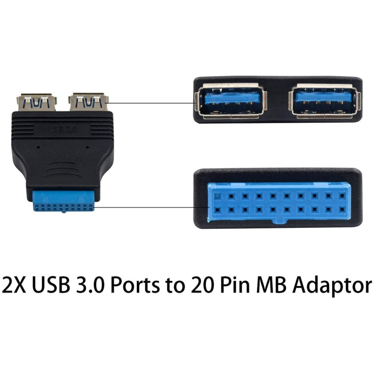 อะแดปเตอร์ 2 x USB 3.0 ตัวเมียเป็น 20 พิน