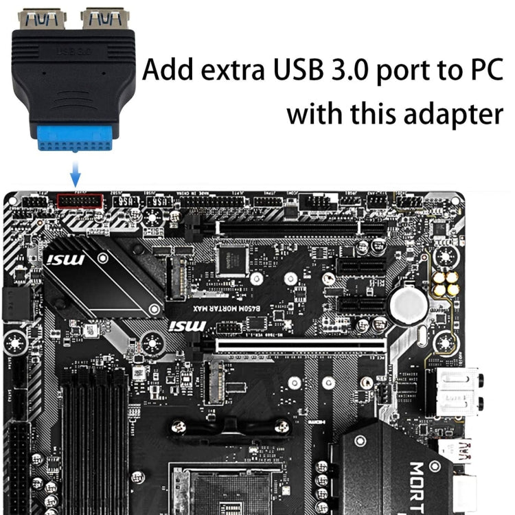 อะแดปเตอร์ 2 x USB 3.0 ตัวเมียเป็น 20 พิน