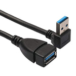 สายต่อขยาย USB 3.0 มุม 90 องศา ตัวผู้เป็นตัวเมีย ความยาว 15 ซม., มุมลง AM เป็น AF, ความยาว 15 ซม.