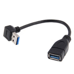 สายต่อขยาย USB 3.0 มุม 90 องศา ตัวผู้เป็นตัวเมีย ความยาว 15 ซม., มุมลง AM เป็น AF, ความยาว 15 ซม.