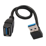 สายต่อขยาย USB 3.0 มุม 90 องศา ตัวผู้เป็นตัวเมีย ความยาว 15 ซม., มุมลง AM เป็น AF, ความยาว 15 ซม.