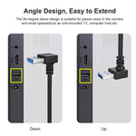 สายต่อขยาย USB 3.0 มุม 90 องศา ตัวผู้เป็นตัวเมีย ความยาว 15 ซม., มุมลง AM เป็น AF, ความยาว 15 ซม.