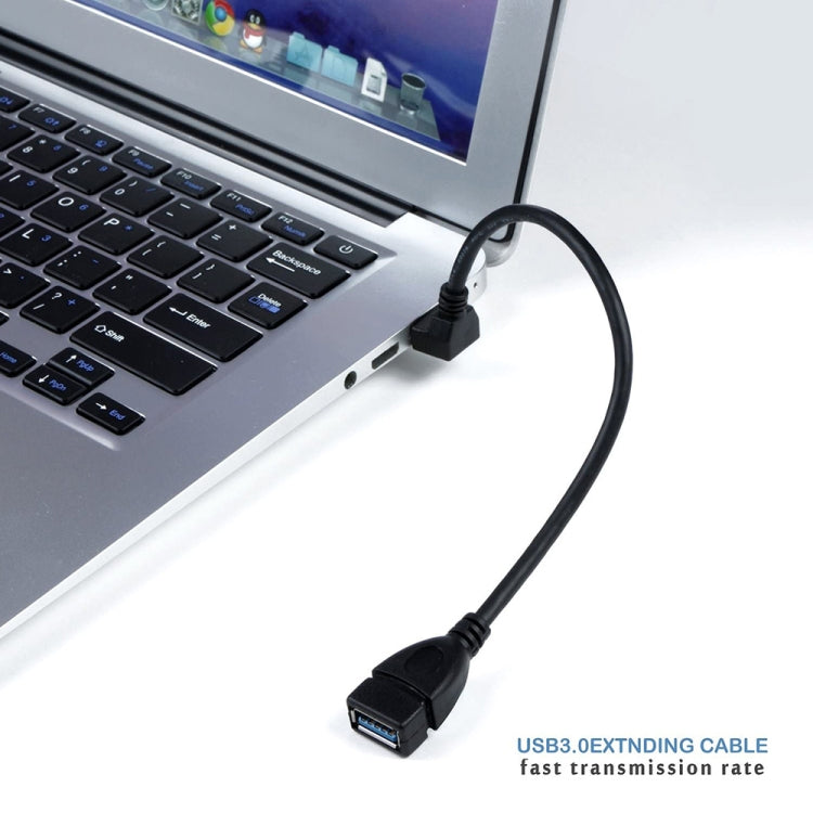สายต่อขยาย USB 3.0 มุม 90 องศา ตัวผู้เป็นตัวเมีย ความยาว 15 ซม., มุมลง AM เป็น AF, ความยาว 15 ซม.