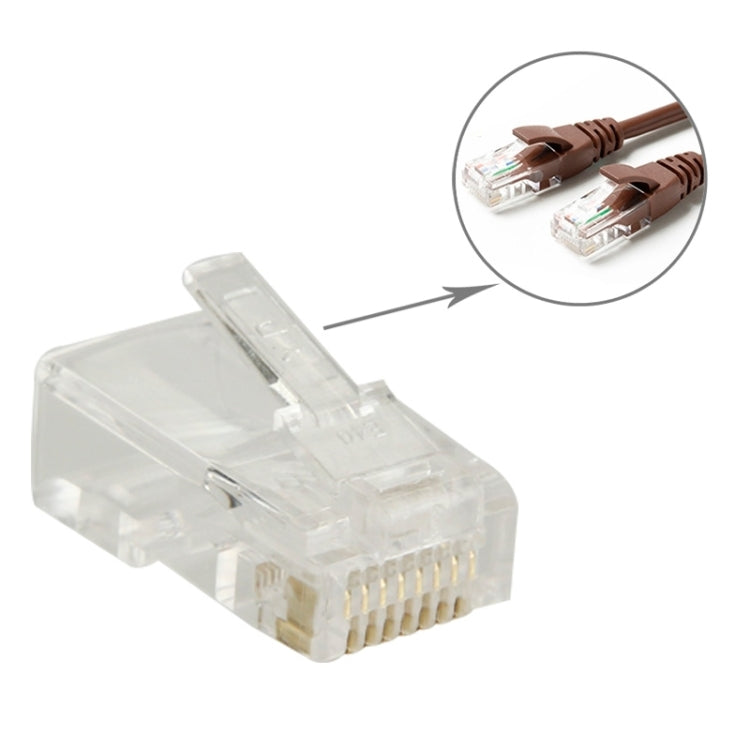 100 ชิ้น / แพ็ค ขั้วต่อ RJ45 ปลั๊กโมดูลาร์ ทอง: 3u, ทอง: 3u