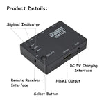 สวิตช์ HDMI 3x1 Full HD 1080P 3D พร้อมรีโมท IR, พร้อมรีโมท IR