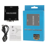 กล่องสเกลเลอร์ HDMI Mini VGA เป็น HDMI ความละเอียด HD 1080P พร้อมอะแดปเตอร์แปลงสัญญาณเสียงและวิดีโอดิจิทัล สำหรับ PC / HDTV, ความละเอียด HD 1080P