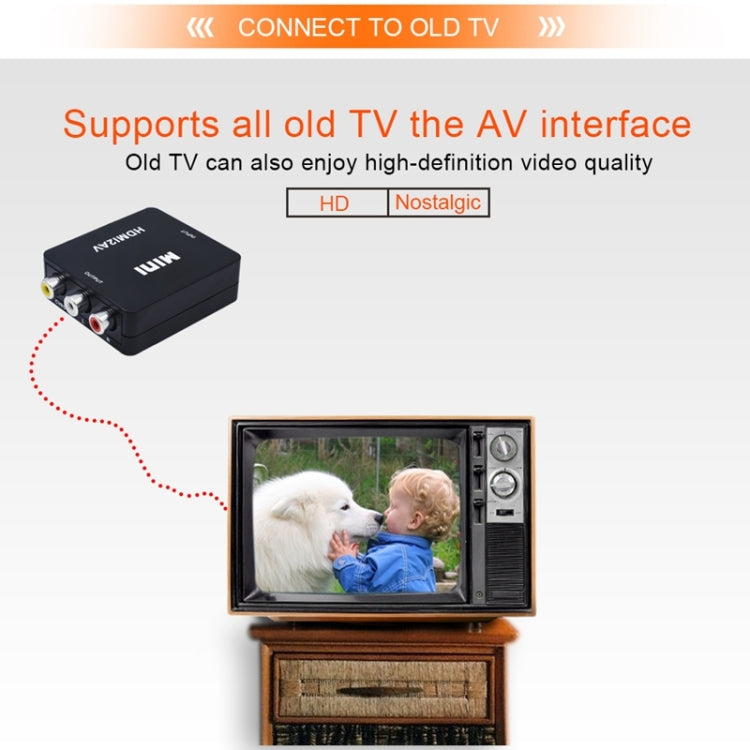 VK-126 ตัวแปลงวิดีโอ Mini HD HDMI เป็น AV/CVBS, HDMI เป็น AV/CVBS