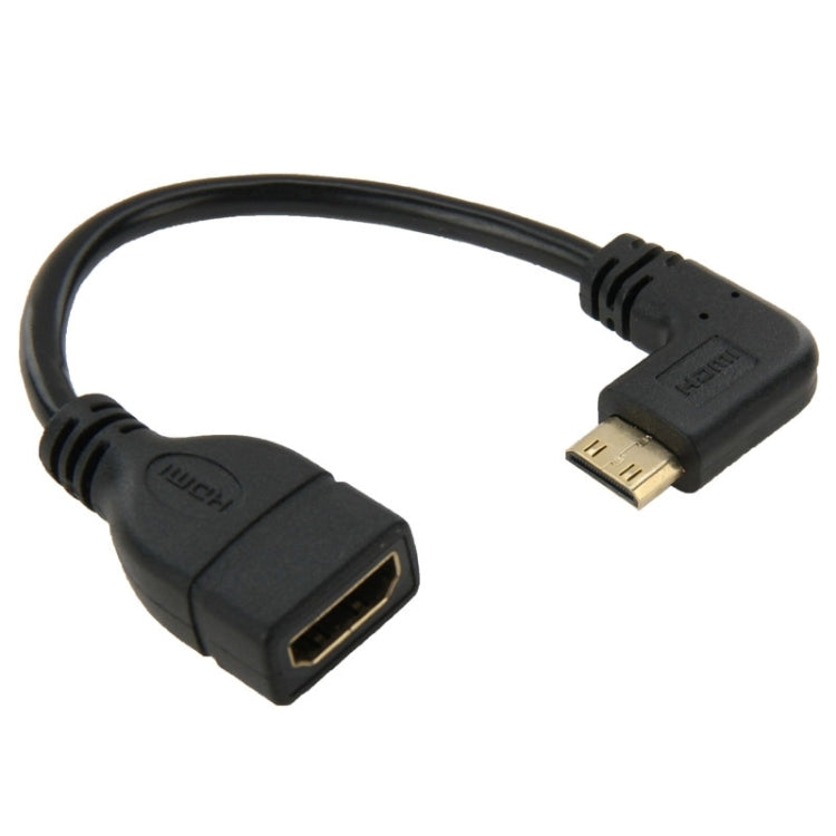 สาย HDMI ขนาดเล็ก 16 ซม. ชุบทอง ตัวผู้ ถึง HDMI 19 พิน ตัวเมีย มุมฉาก 90 องศา, มุมฉาก Mini HDMI ถึง HDMI