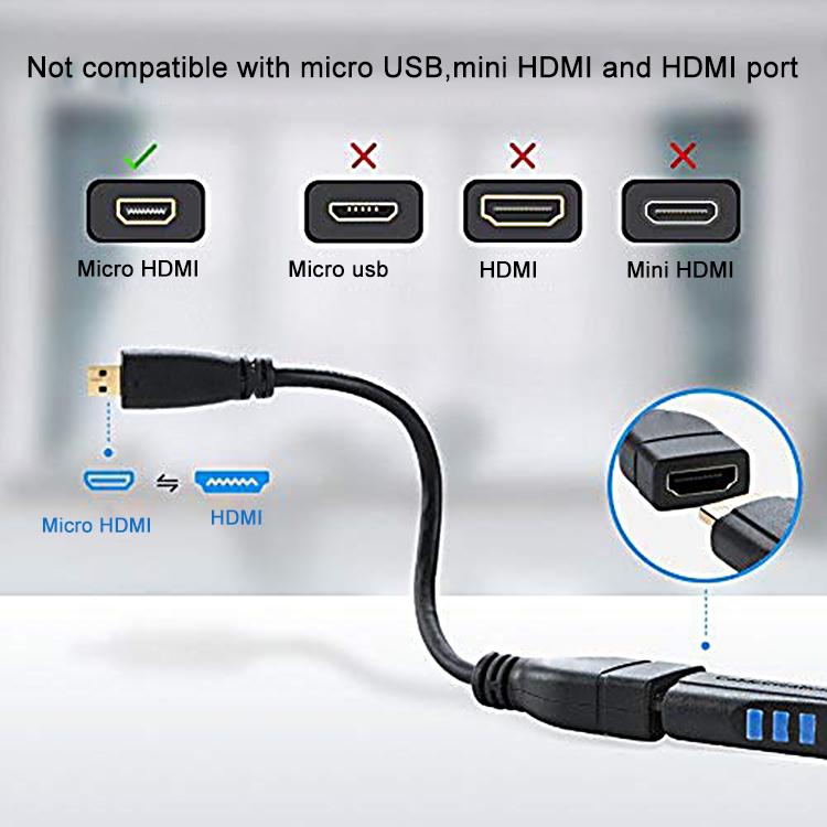 สายอะแดปเตอร์ Micro HDMI ตัวผู้ ถึง HDMI ตัวเมีย ความยาว: 17 ซม.