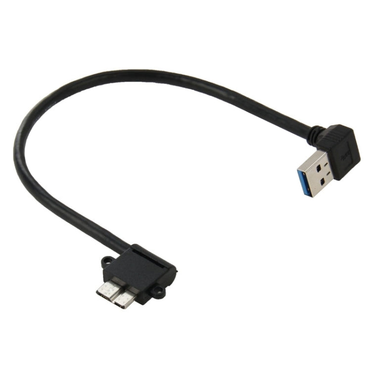 สายข้อมูล USB 3.0 มุม 90 องศาเป็น Micro 3.0 สำหรับ Galaxy Note III / N9000, ความยาว: 26 ซม.
