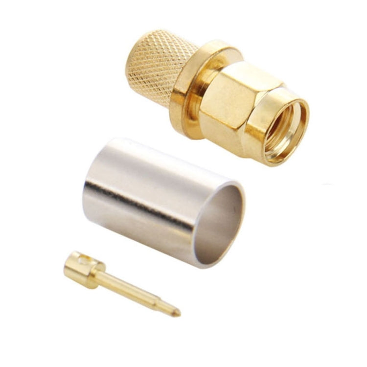 10 ชิ้น อะแดปเตอร์เชื่อมต่อ SMA ตัวผู้ ชุบทอง แบบบีบอัดสำหรับสาย RG58 / RG142 / LMR195, SMA ตัวผู้ ปลั๊ก