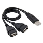 สายแปลง USB 2.0 ตัวผู้เป็นแจ็ค USB ตัวเมียคู่ สำหรับคอมพิวเตอร์/แล็ปท็อป ความยาวประมาณ 30 ซม. USB 2.0 AM เป็น 2 USB 2.0 AF