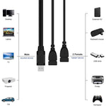 สายแปลง USB 2.0 ตัวผู้เป็นแจ็ค USB ตัวเมียคู่ สำหรับคอมพิวเตอร์/แล็ปท็อป ความยาวประมาณ 30 ซม. USB 2.0 AM เป็น 2 USB 2.0 AF