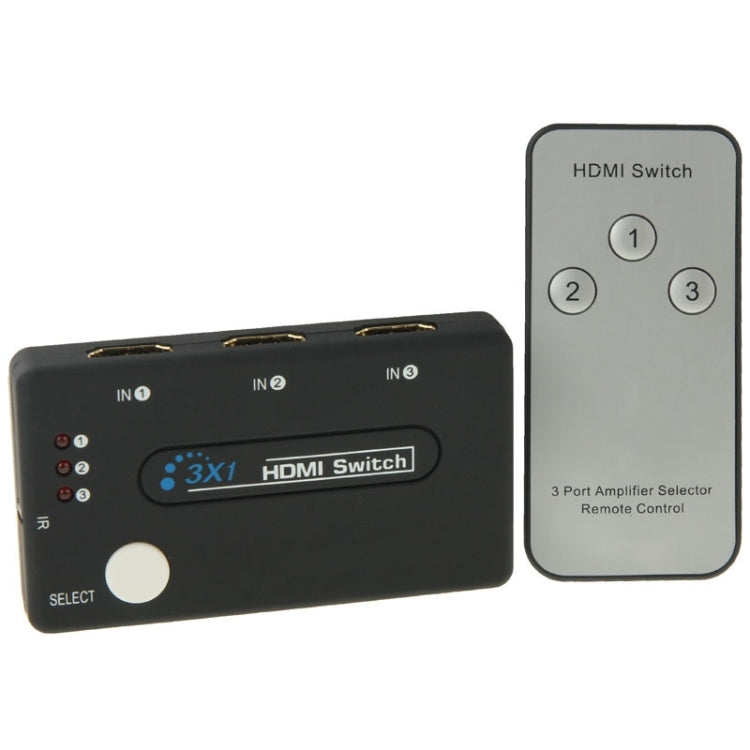 ตัวเลือก HDMI ขนาดเล็ก 3x1 HD 1080P V1.3 พร้อมรีโมทสำหรับ HDTV / STB / DVD / โปรเจคเตอร์ / DVR, 1x3 HDMI V1.3