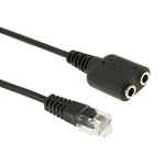 สายเสียง RJ9 ตัวผู้เป็น 2 x 3.5 มม. ตัวเมีย ความยาว 20 ซม., RJ9 ตัวผู้เป็น 2 x 3.5 มม. ตัวเมีย